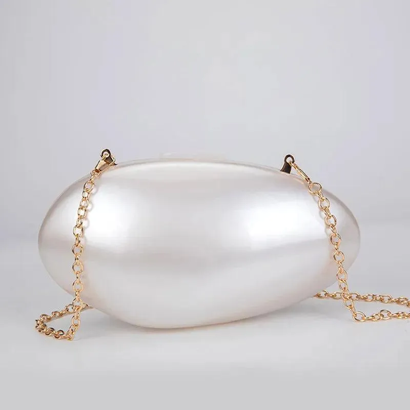 Pearl Acrylic Clutch Bag - White Pearl