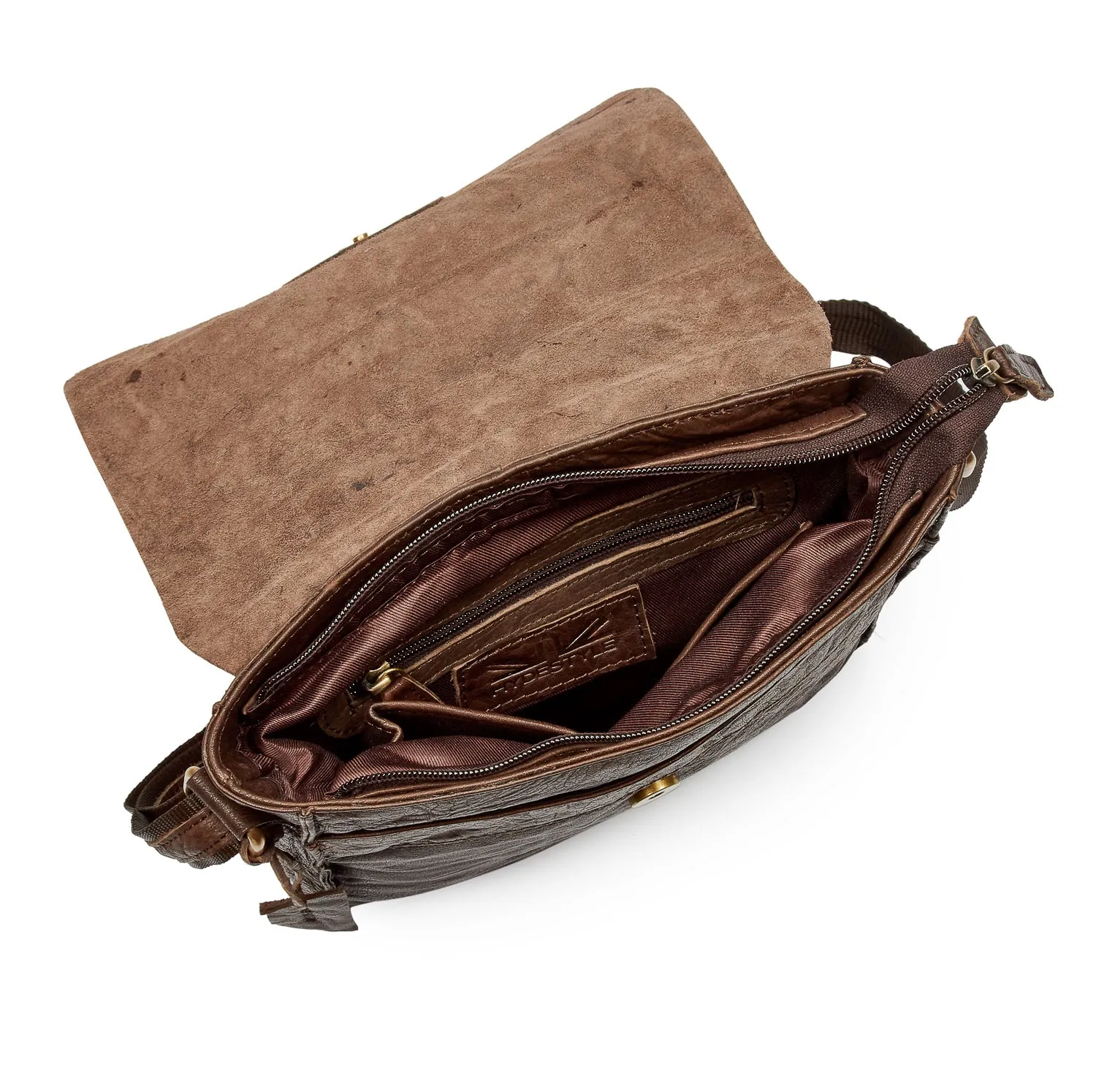 Pello Brown washed leather man-bag #UM101 - Small