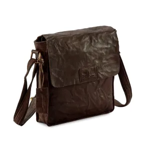 Pello Brown washed leather man-bag #UM101 - Small