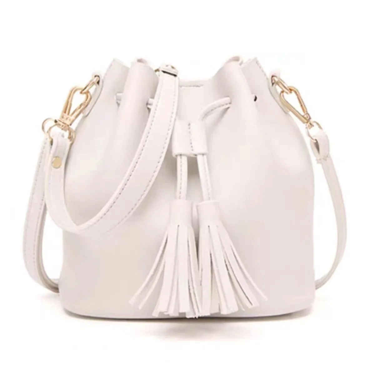 PU Leather Bucket Bag with Tassel