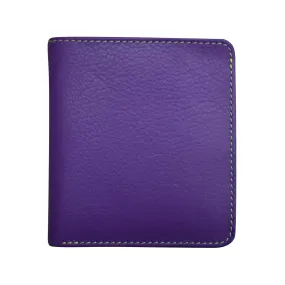 Purple/Pear-Two Tone Mini Bifold Rfid Leather Wallet