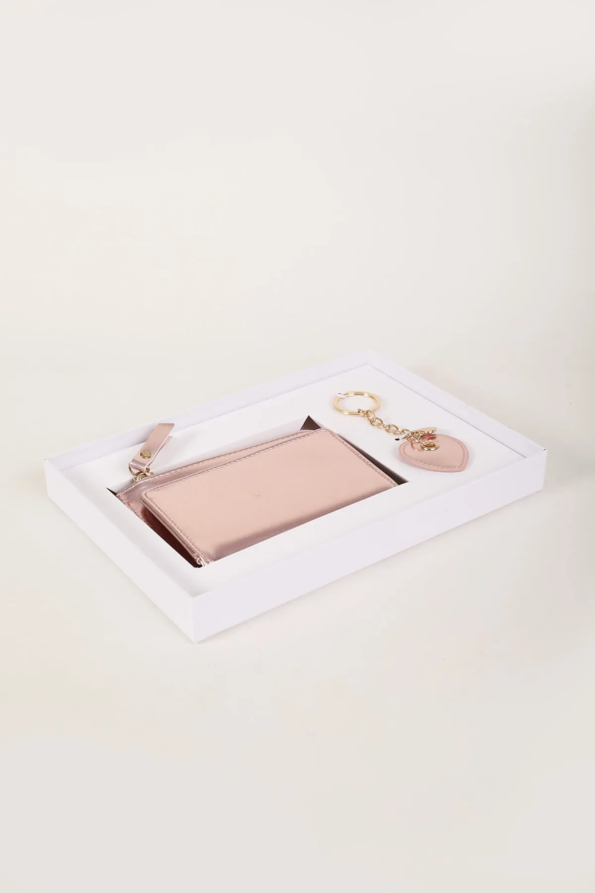 Rose Gold Metallic Purse & Key Ring Gift Set