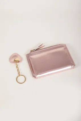 Rose Gold Metallic Purse & Key Ring Gift Set