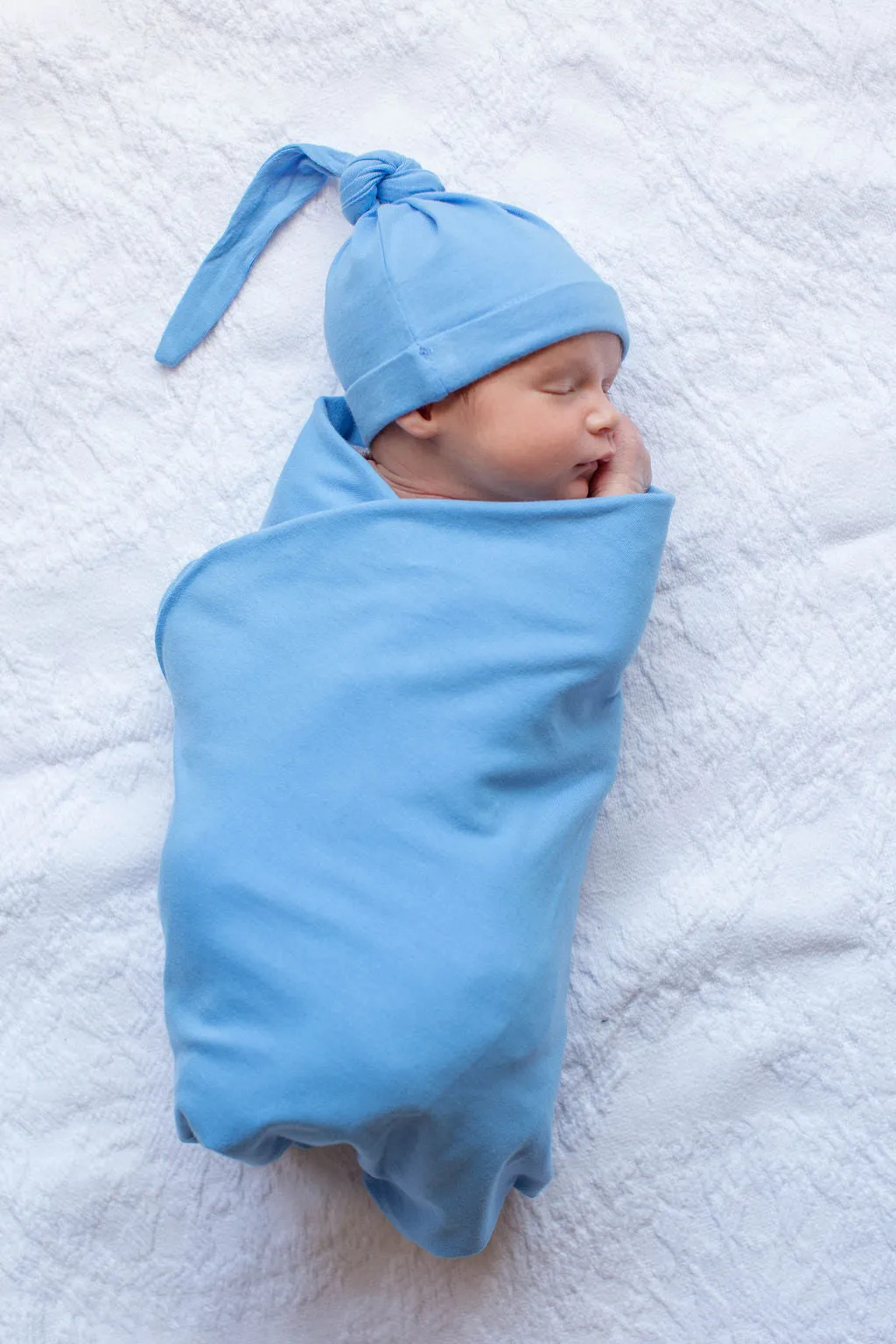 Rose Maternity Robe & Sky Blue Baby Boy Swaddle Blanket Set