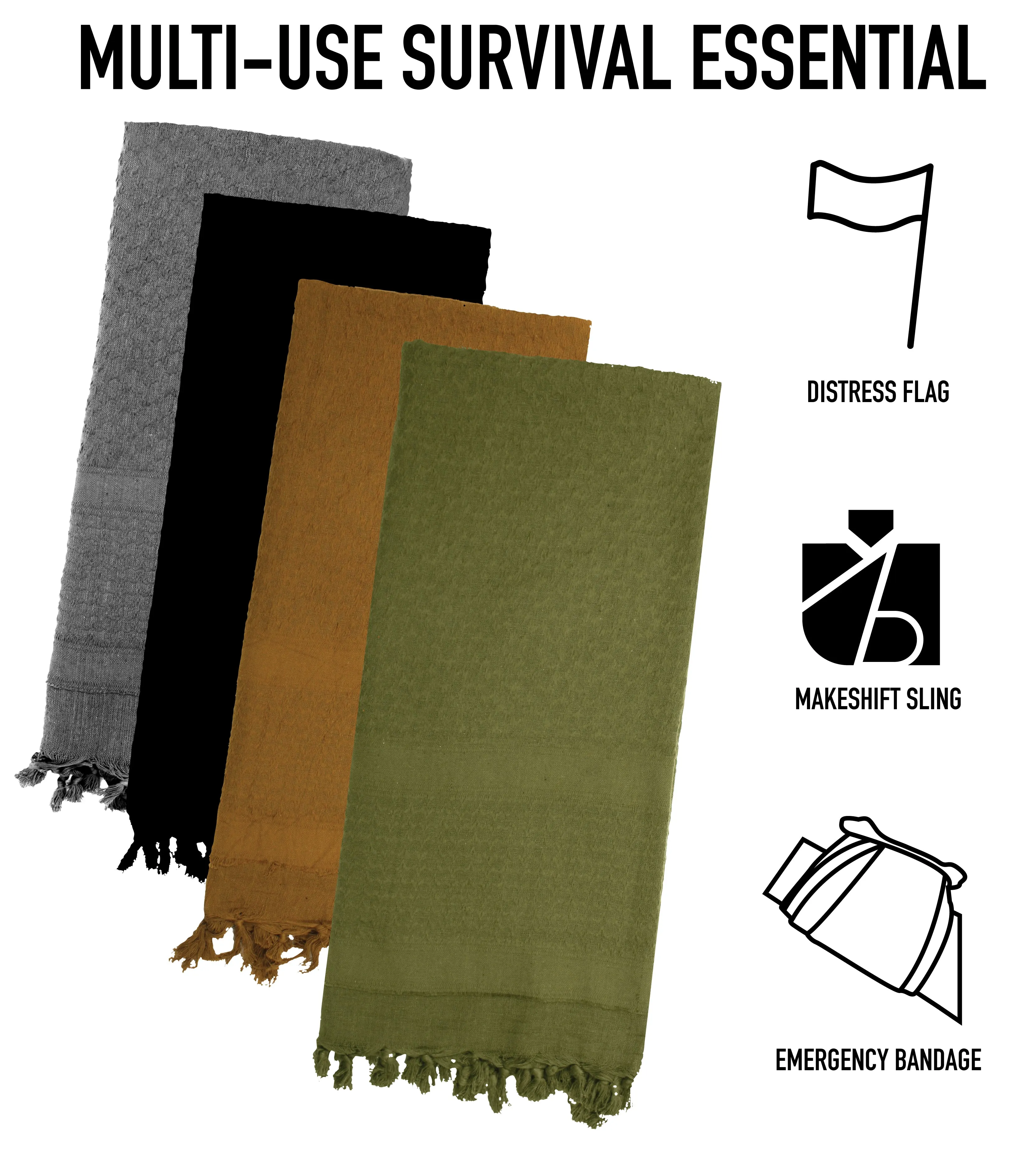 Rothco Solid Color Shemagh Tactical Desert Keffiyeh Scarf