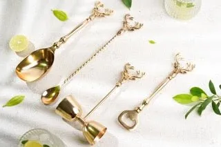 Saarang Bar Set | Lead-free Brass | Set of 4 | Gift set