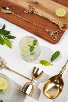 Saarang Bar Set | Lead-free Brass | Set of 4 | Gift set