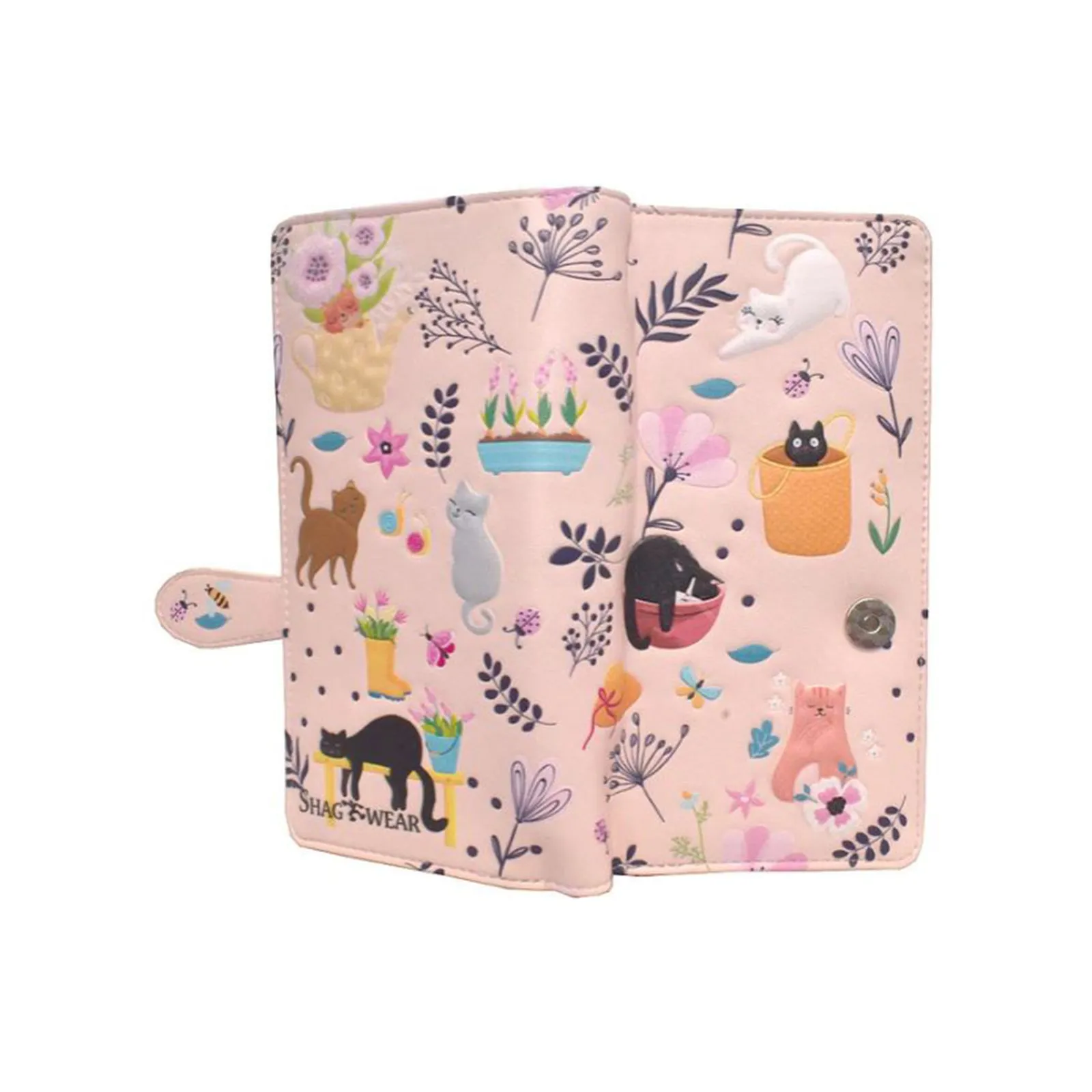 Shagwear Cats In The Garden Large Pink Zipper Wallet