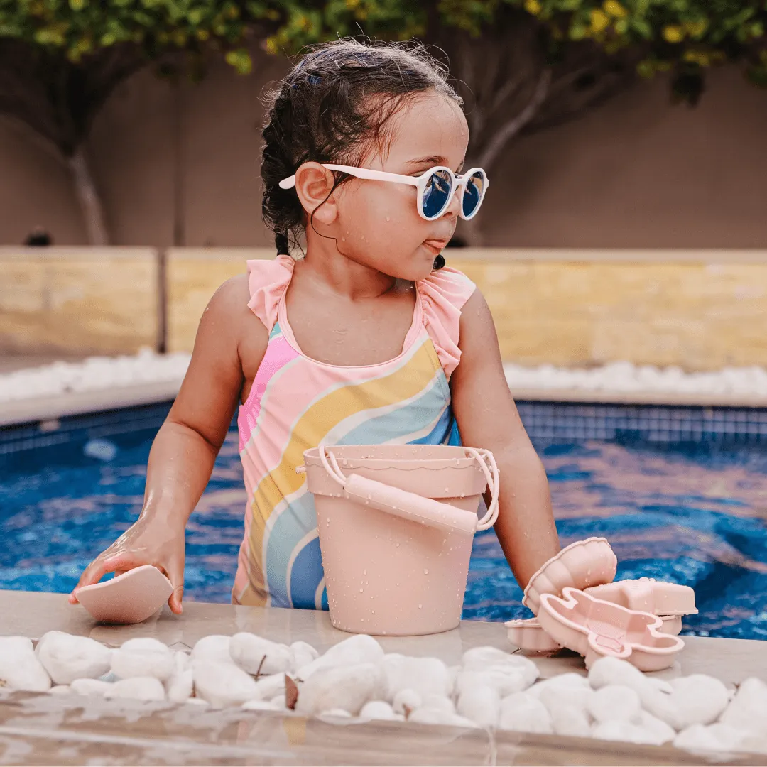 Silicone Beach Bucket and Spade 6 Pc Set - Pink Sand