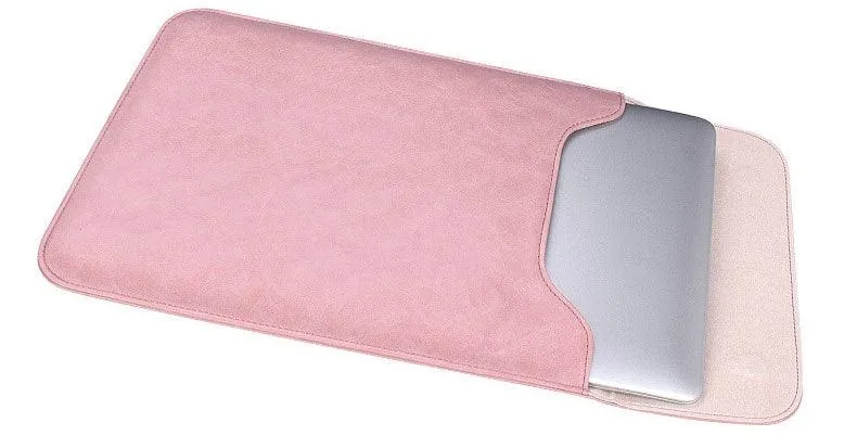 Sleek Men's Slim Leather Laptop Sleeve- Pink