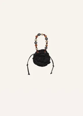 Small Magda bag beads strap in black crochet