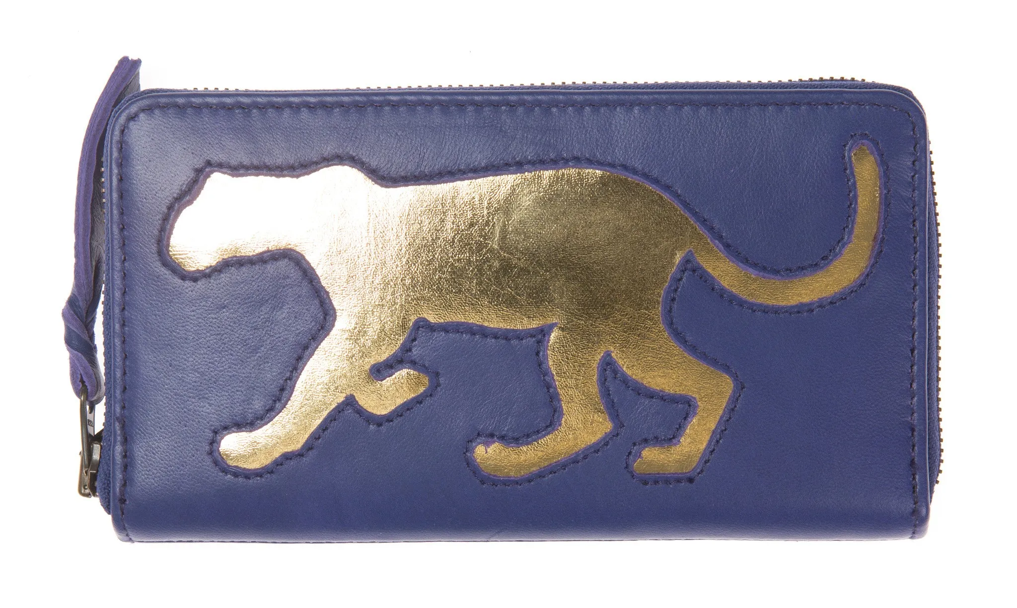 Spring Sale - Electric Blue Leather Leopard Cut Out Purse