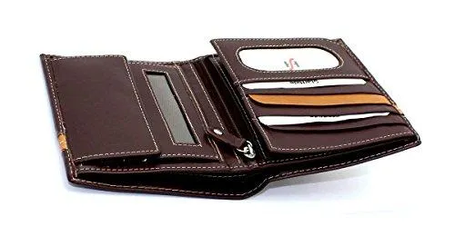 STARHIDE Mens Genuine Leather Large Capacity Travel Cardholder Wallet 1130 Brown Tan