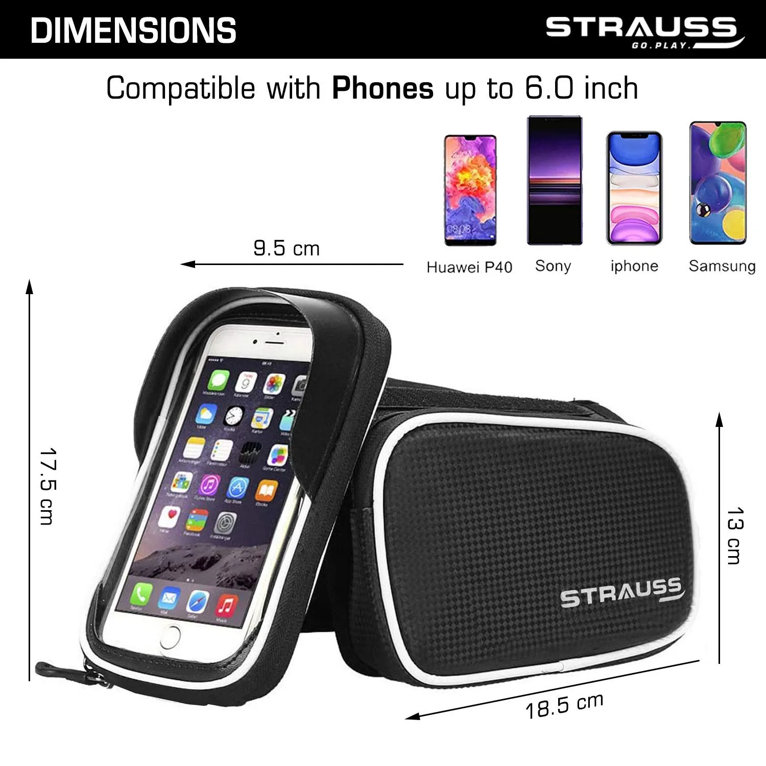 Strauss Cycle/Bicycle/Helmet Multi Purpose Number Lock, (Black) and Bicycle Frame Bag, (Black)