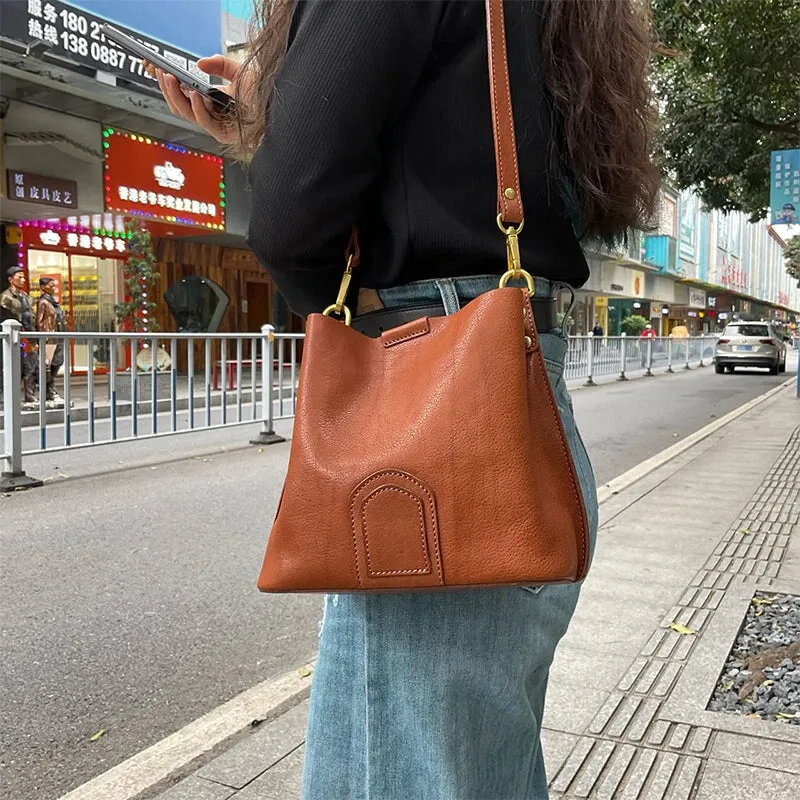 Summer Promise Vegetable Tanned Leather Bucket Bag Ladies Shoulder Bag