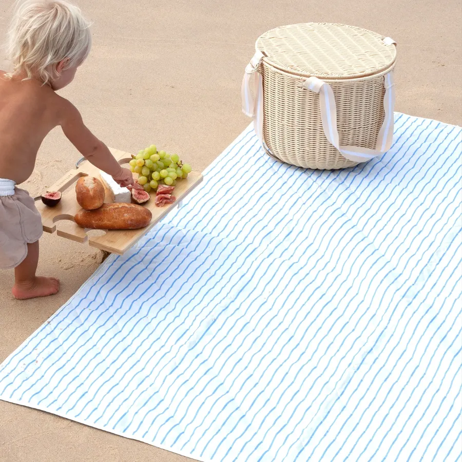 Sunnylife Beach And Picnic Blanket Le Weekend Mid Blue-Cream S41PBCRE