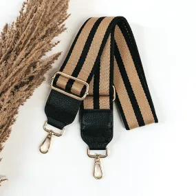 Tan and Black Striped Adjustable Purse Strap