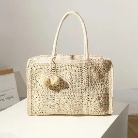 TAVIMART  -  new hollow straw woven bag fashionable large-capacity hair ball hand-woven bag casual one-shoulder portable female bag