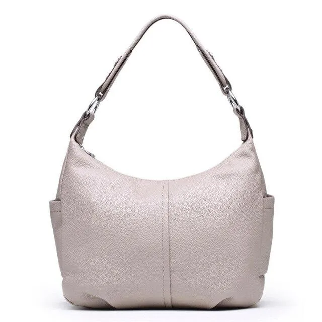 Top Grain Genuine Leather Multi-pockets Dumpling Shaped Hobo Satchel