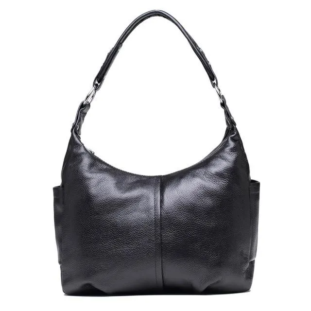 Top Grain Genuine Leather Multi-pockets Dumpling Shaped Hobo Satchel