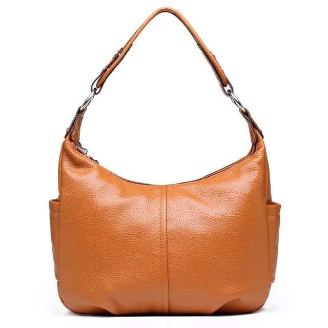 Top Grain Genuine Leather Multi-pockets Dumpling Shaped Hobo Satchel