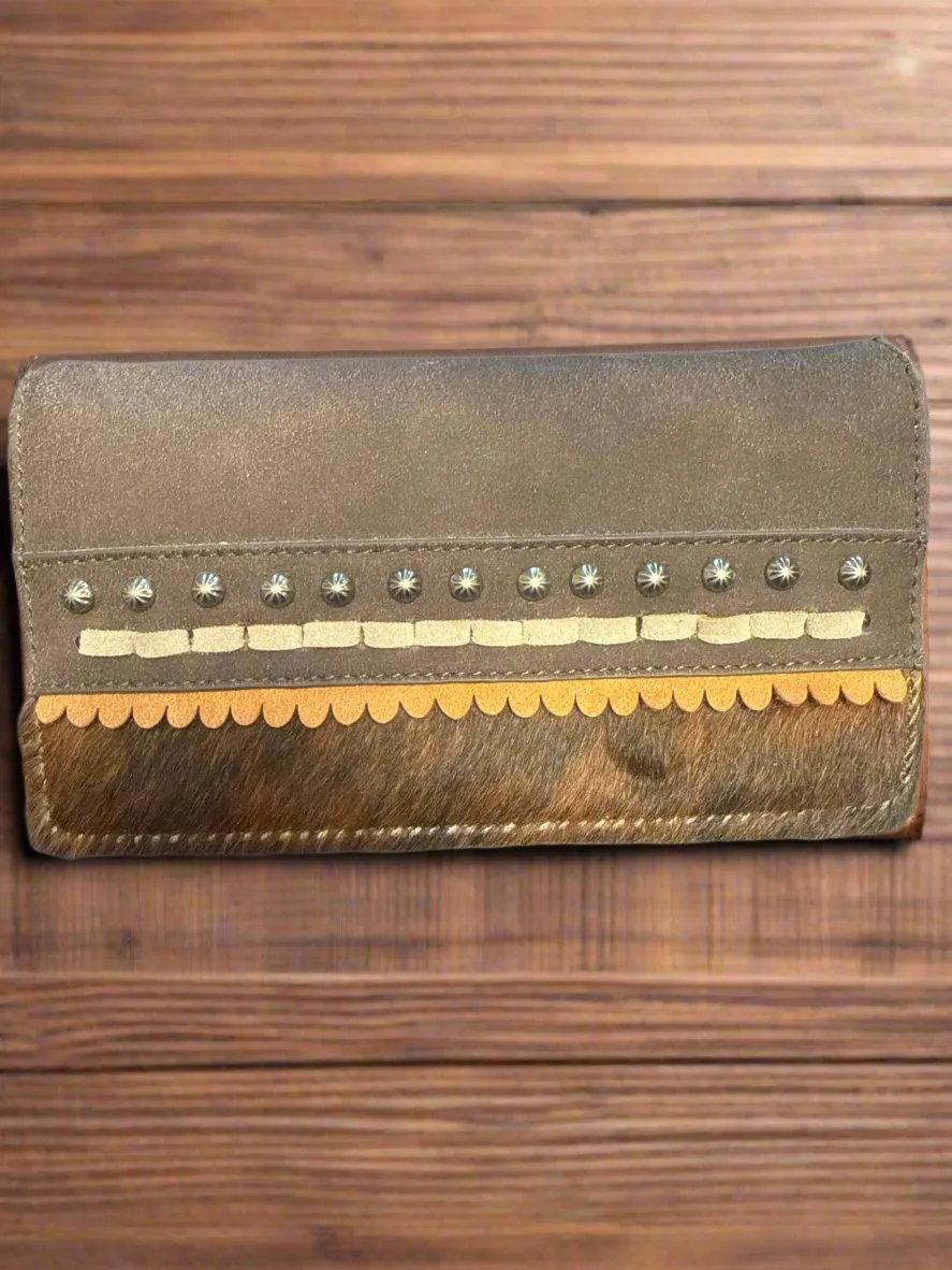 Trinity Ranch Hair-On Studded Secretary Wallet