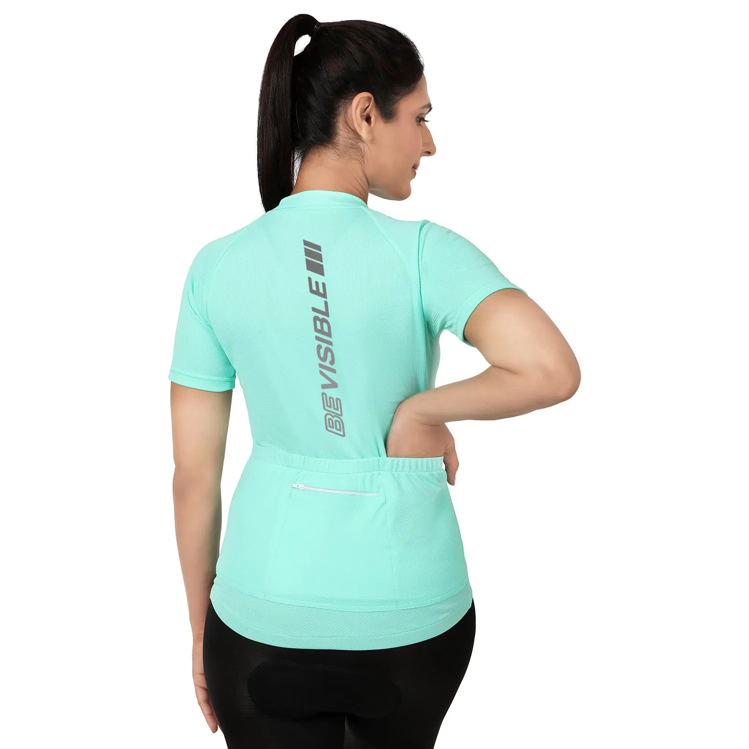 Triquip BeVisible Cycling Jersey Women Half Sleeves - Sea Green