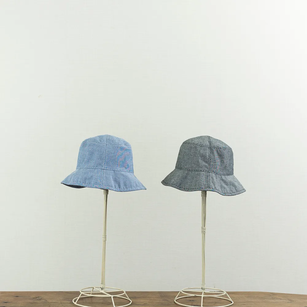 Tsuyumi Cotton Dungaree Sashiko Stitched Bucket Hat