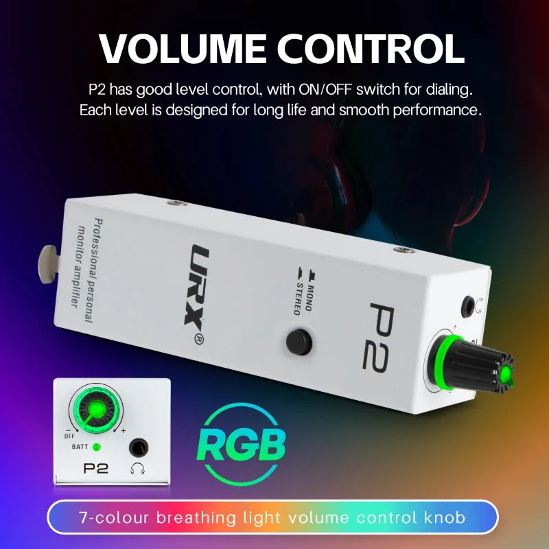 URX P2 Portable Headphone Amplifier, Personal Amplifier with XLR, TRS Input