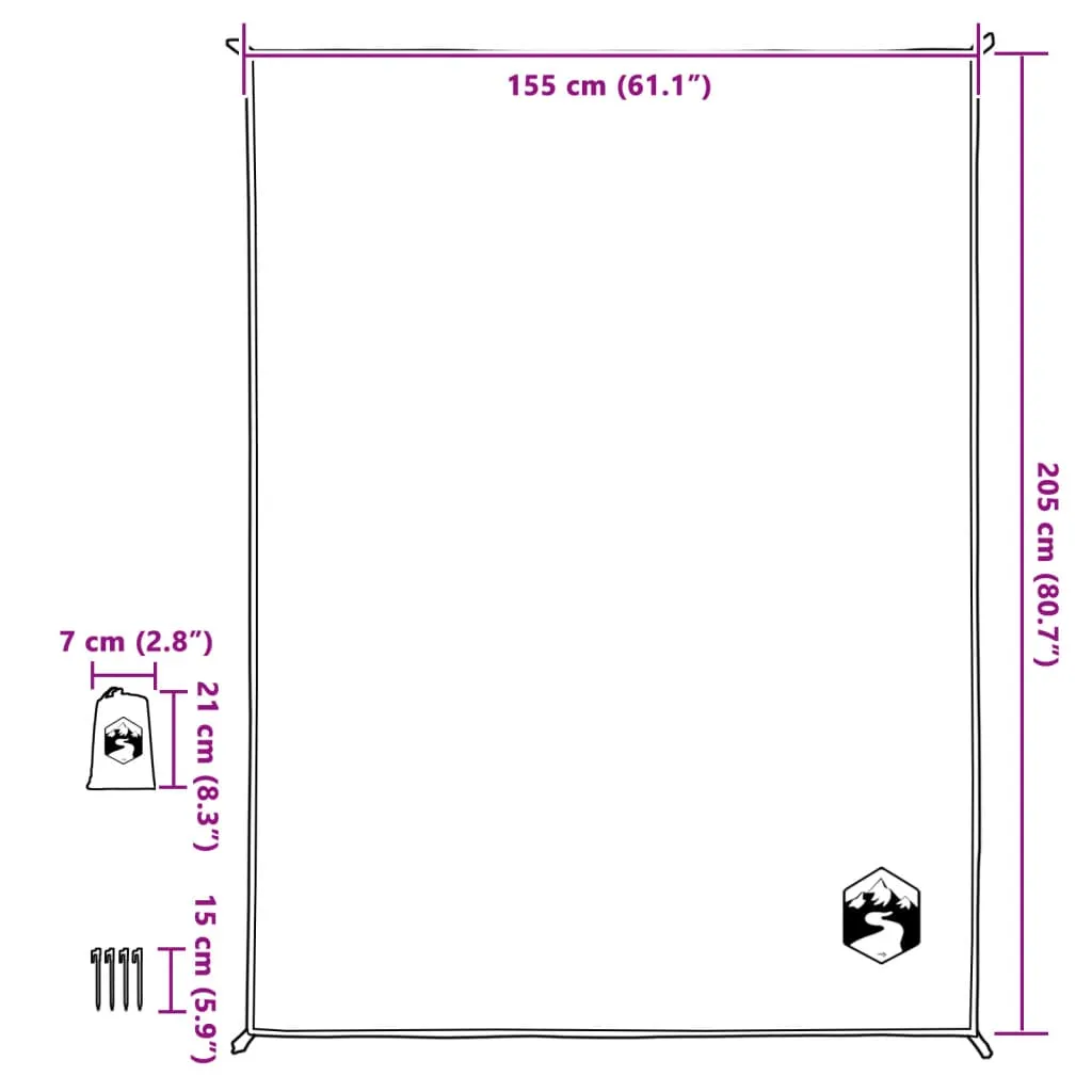 vidaXL Picnic Blanket with Pegs Green 205x155 cm