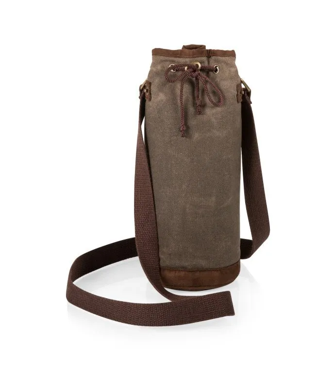 Waxed Canvas Wine Tote, (Khaki Green)