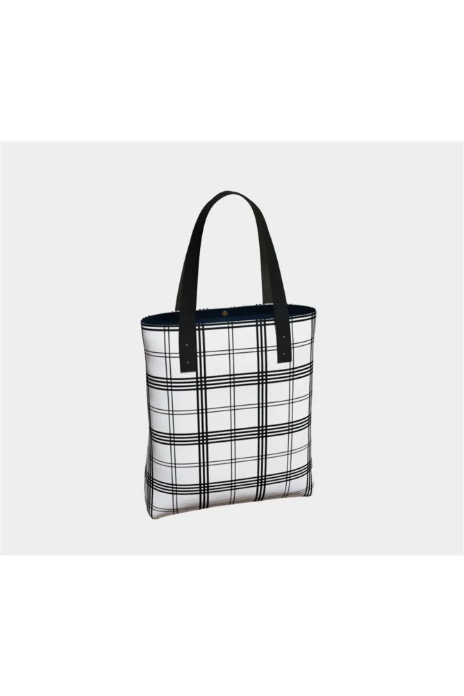 White and Black Tattersall Tote Bag