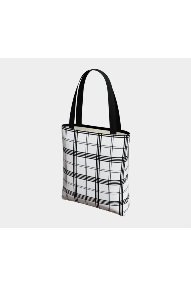 White and Black Tattersall Tote Bag