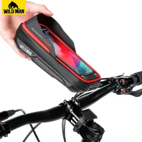 Wild Man Bicycle Stem Bag Touchscreen Folding Bike Front Bag Soft Shell 6.8" Mobile Waterproof Case Phone Bag Acessories