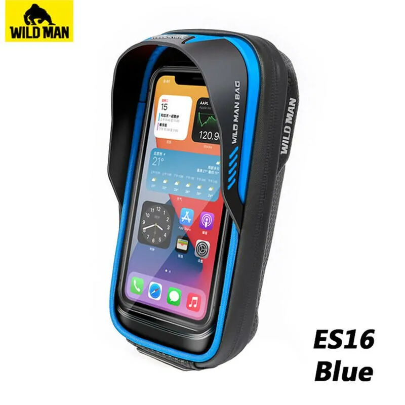 Wild Man Bicycle Stem Bag Touchscreen Folding Bike Front Bag Soft Shell 6.8" Mobile Waterproof Case Phone Bag Acessories