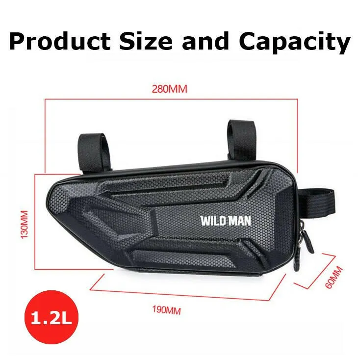 WILD MAN Rainproof Bicycle Bag Bike Triangle Tool Bag EVA Hard Shell Cycling Frame Bag Reflective Mtb Accessories