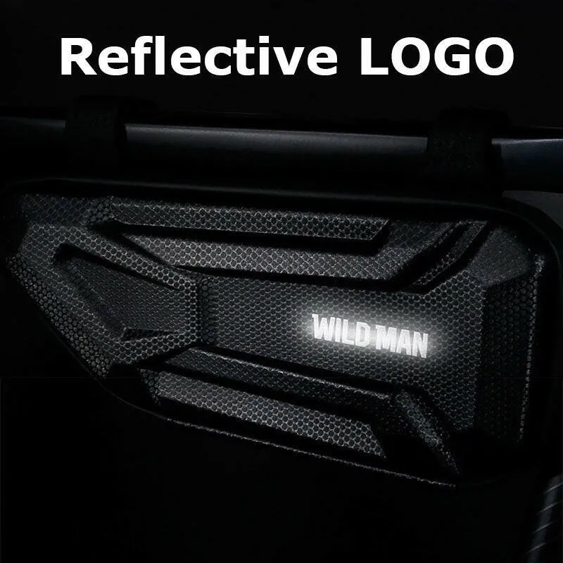 WILD MAN Rainproof Bicycle Bag Bike Triangle Tool Bag EVA Hard Shell Cycling Frame Bag Reflective Mtb Accessories