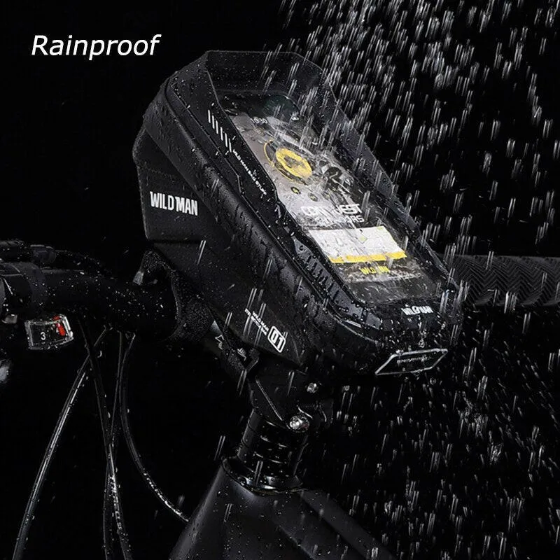 WILD MAN Rainproof Bike Bag Front Bicycle Handlebar Bag Touch Screen Cycling Phone Bag 6.7 Inch Phone Case Mtb Accessories