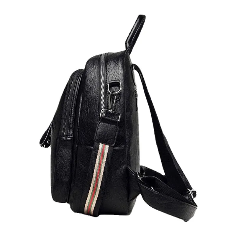 Women Multi-shoulder Strap Headphone Hole Design Backpack Large Capacity Shoulder Bag Handbag