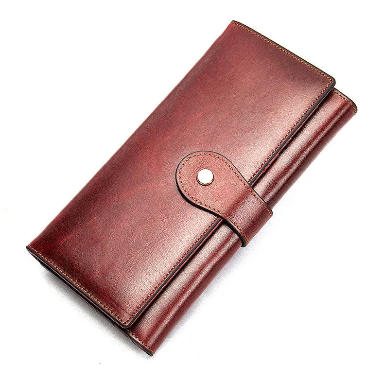 Women's  RFID Leather Trifold Long Wallet