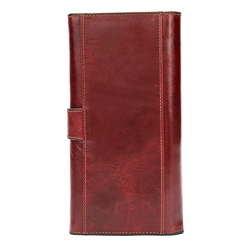 Women's  RFID Leather Trifold Long Wallet