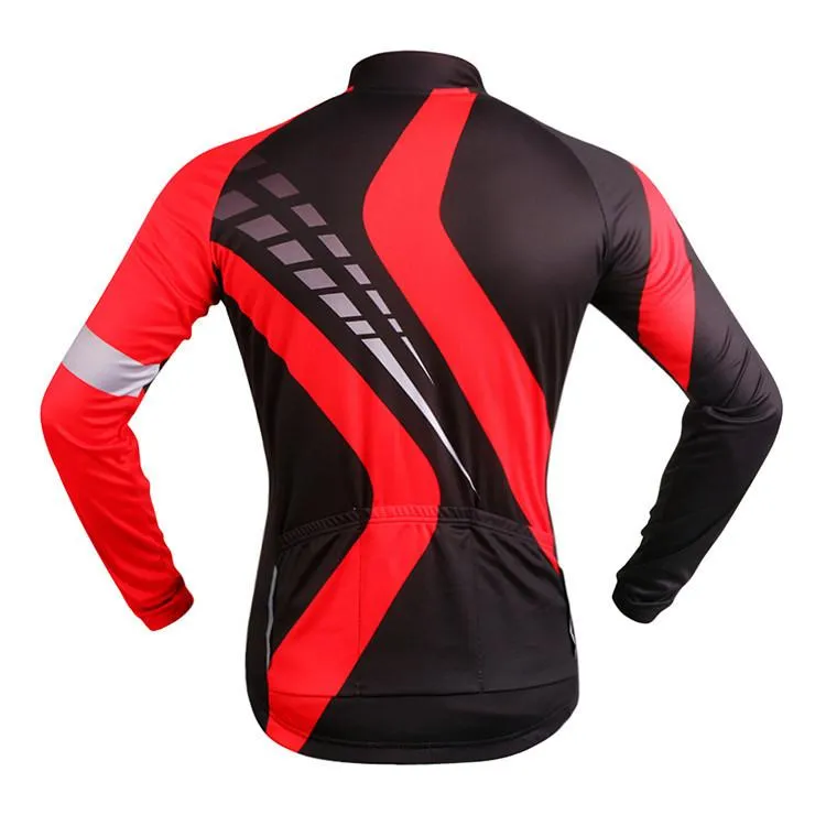 WOSAWE Red and Black Long Sleeve Cycling Jersey Top