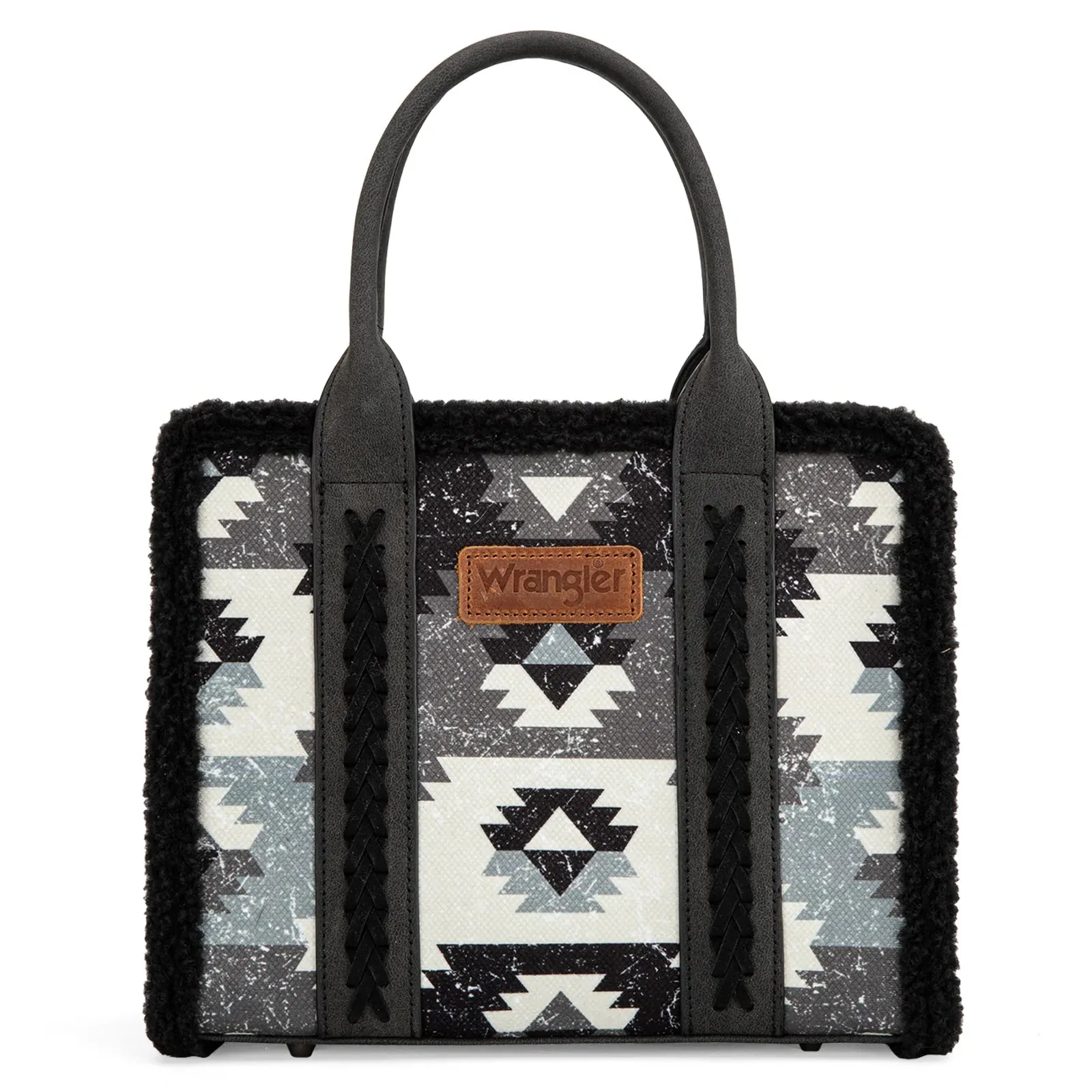 Wrangler Black Sherpa Southwestern Print Small Canvas Tote/Crossbody - WG166-8120SBK