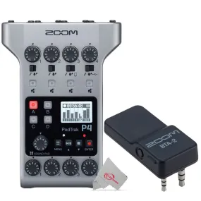 Zoom PodTrak P4 Portable Multitrack Podcast Recorder    ZOOM BTA-2 Bluetooth Adapter Audio For PodTrak Series