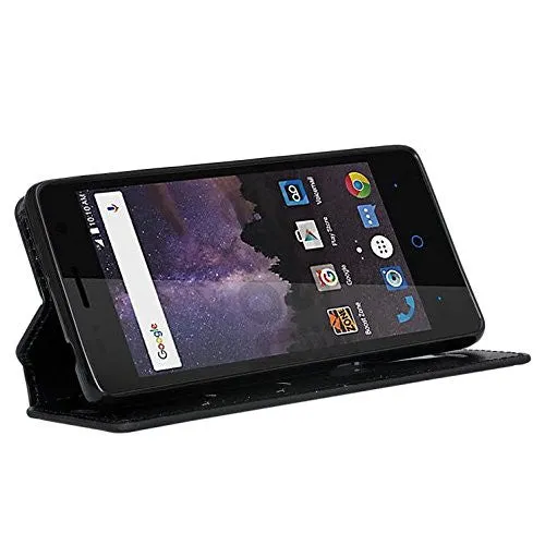 ZTE Majesty Pro, Majesty Pro Plus, Tempo Cover, Pu Leather Magnetic Fold[Kickstand] Wallet Case with ID & Card Slots - Black